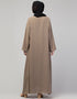Muslim Front-Open Zip Abaya for Casual Wear In the Shade of Khaki